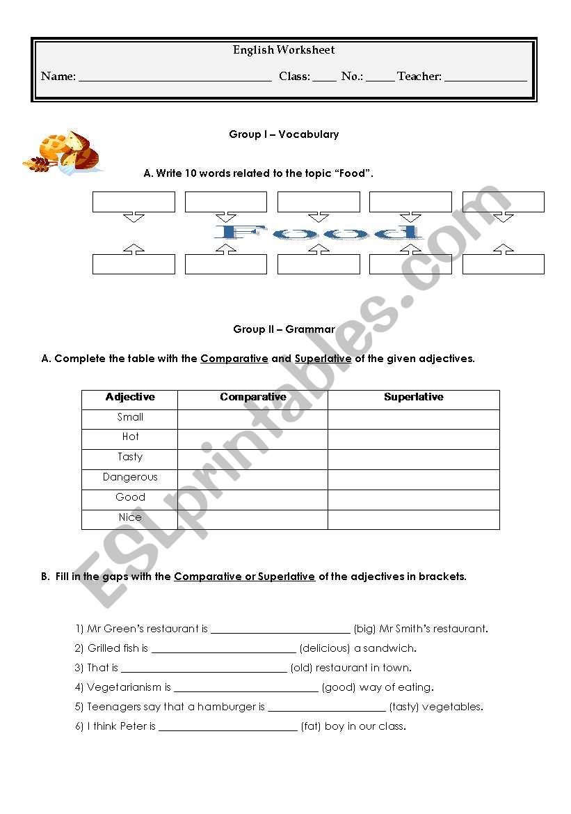 Food worksheet