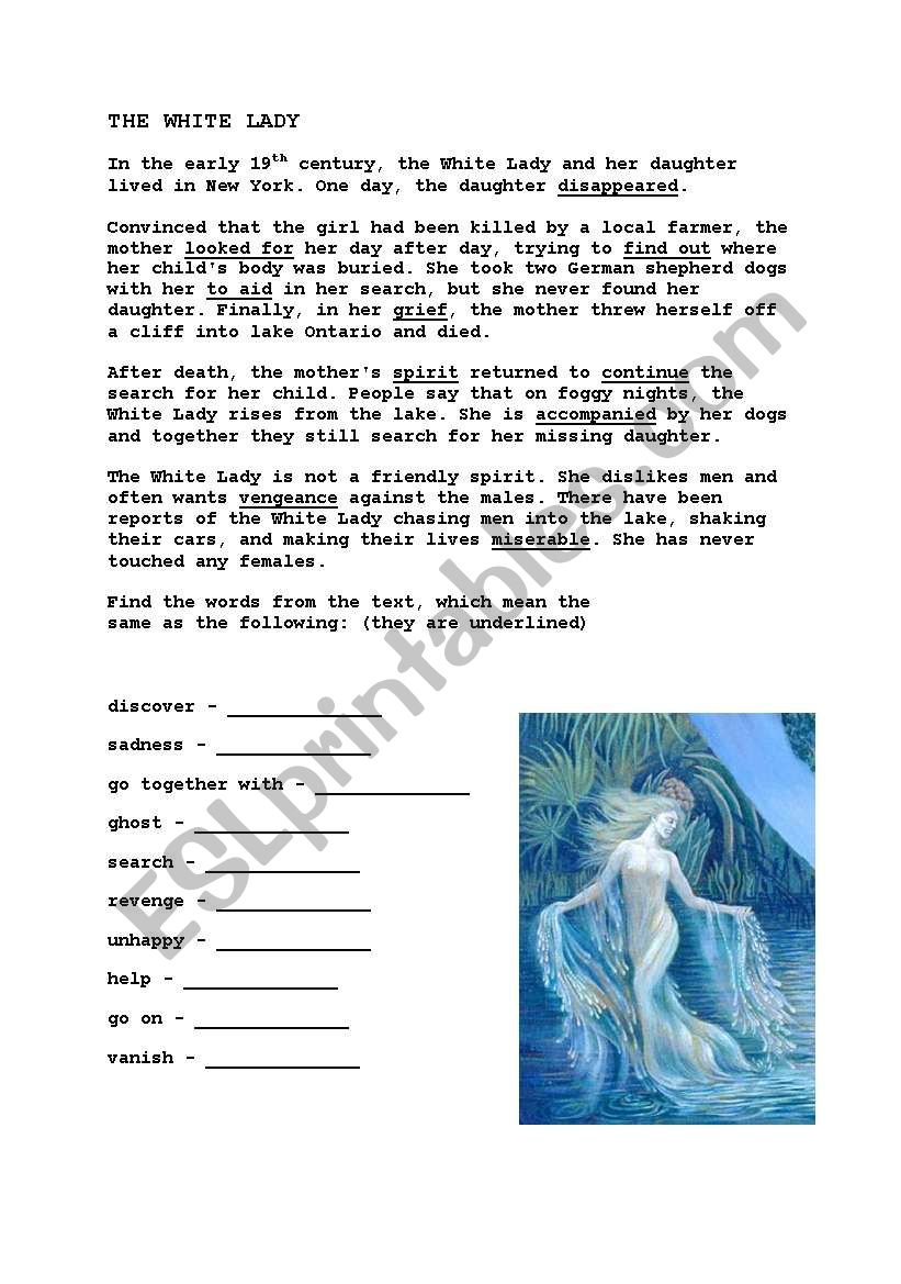 The White Lady worksheet