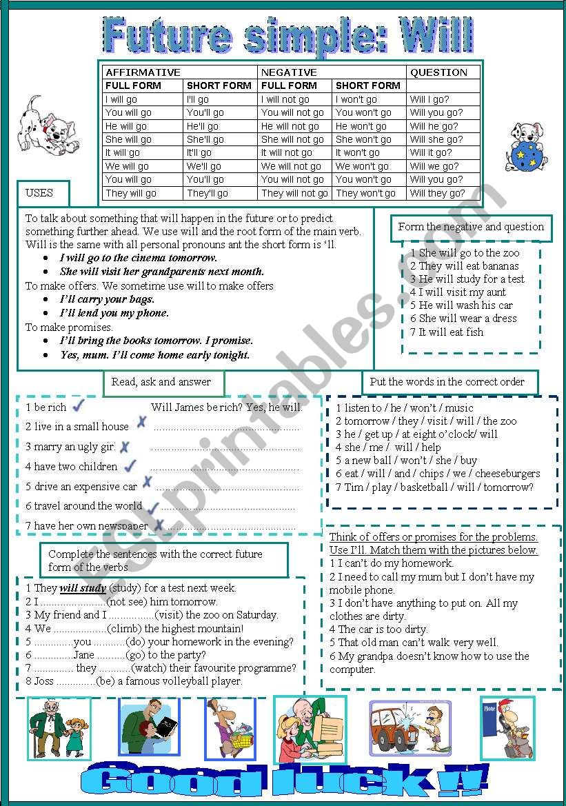 FUTURE SIMPLE: WILL worksheet