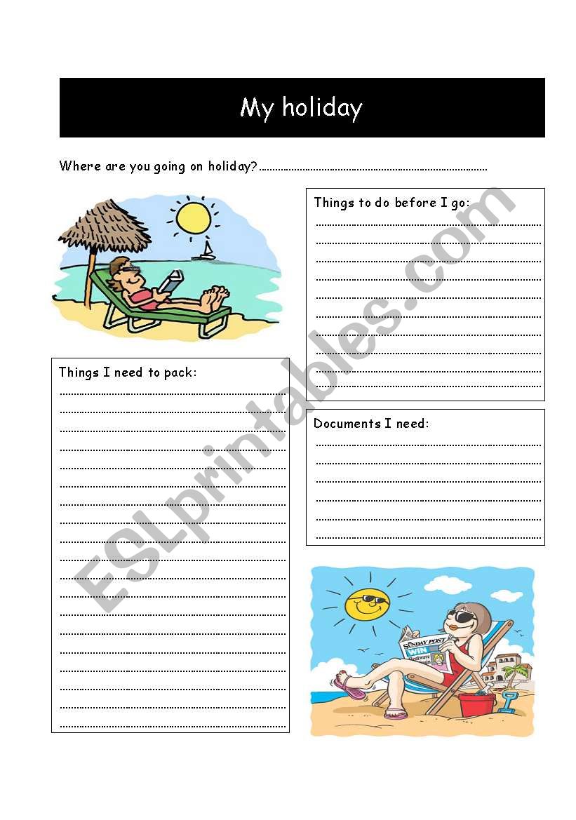 Going on holiday worksheet worksheet