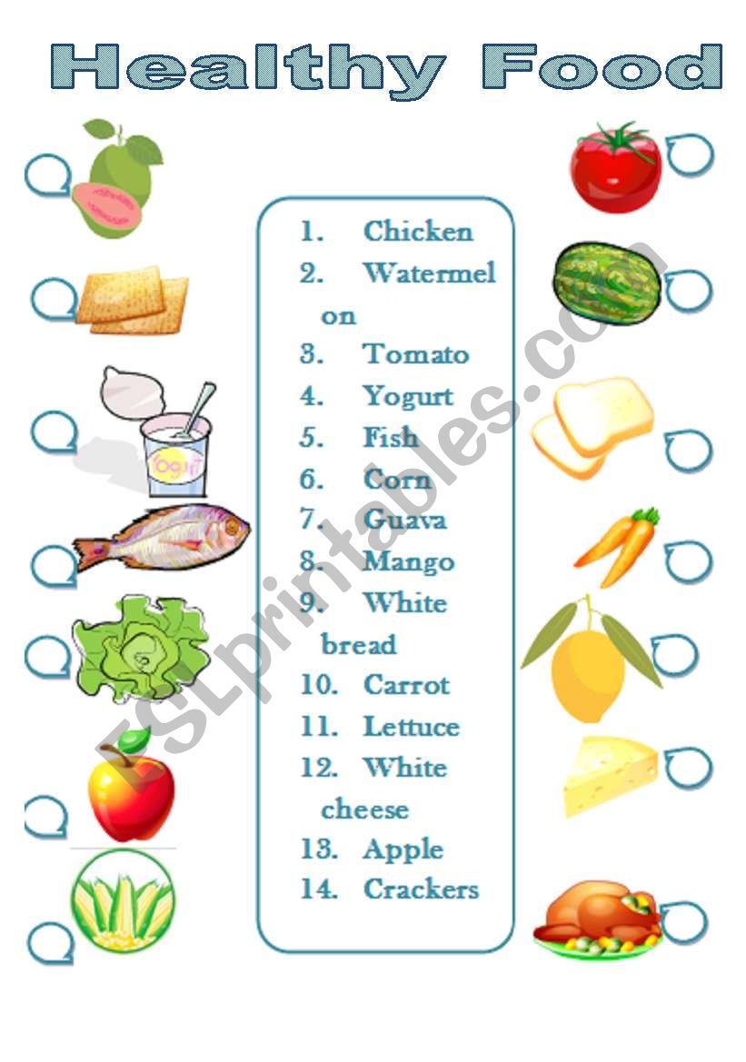 Healty Food worksheet