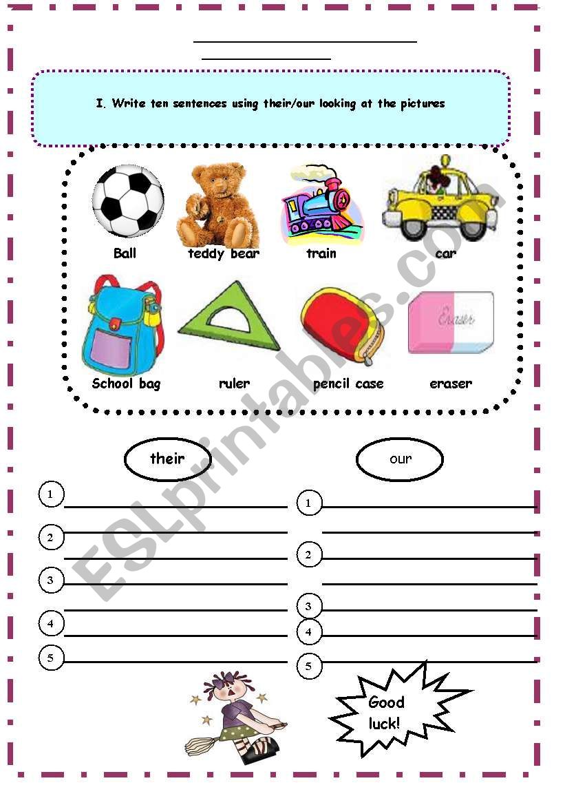 pssesive adjective worksheet