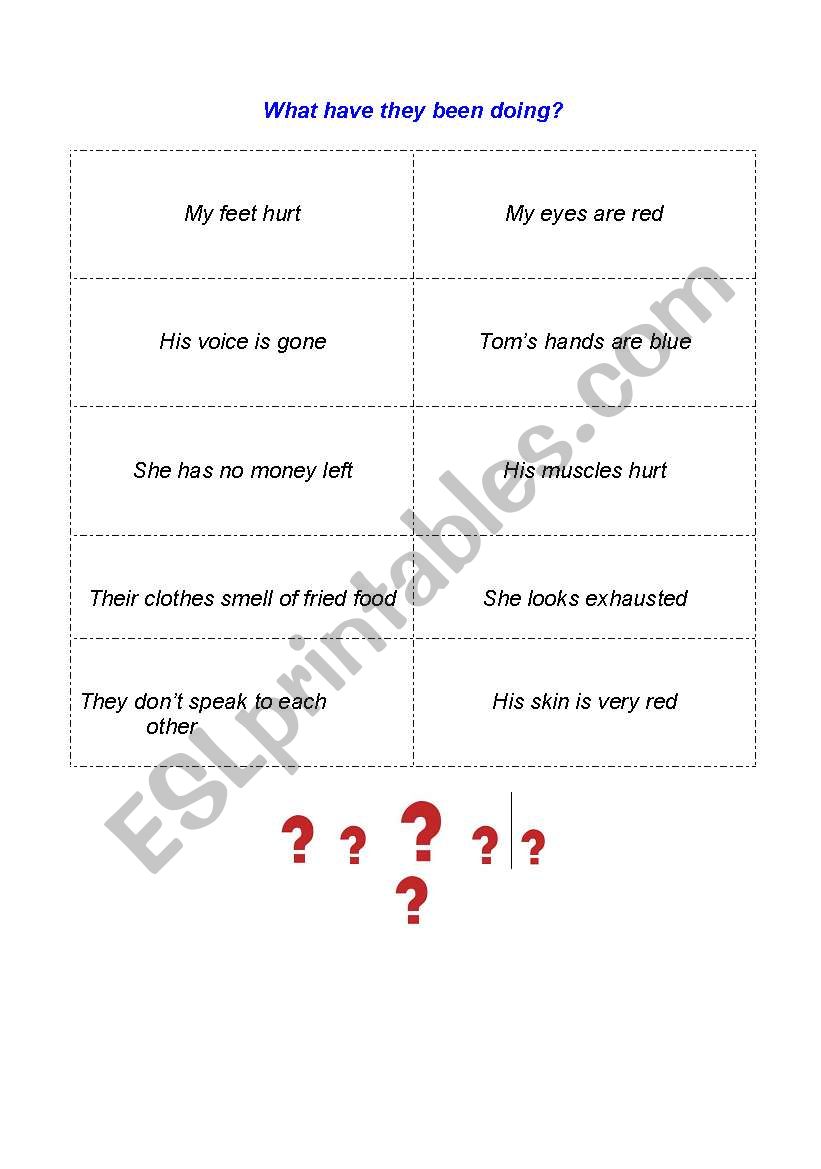 What have they been doing? worksheet