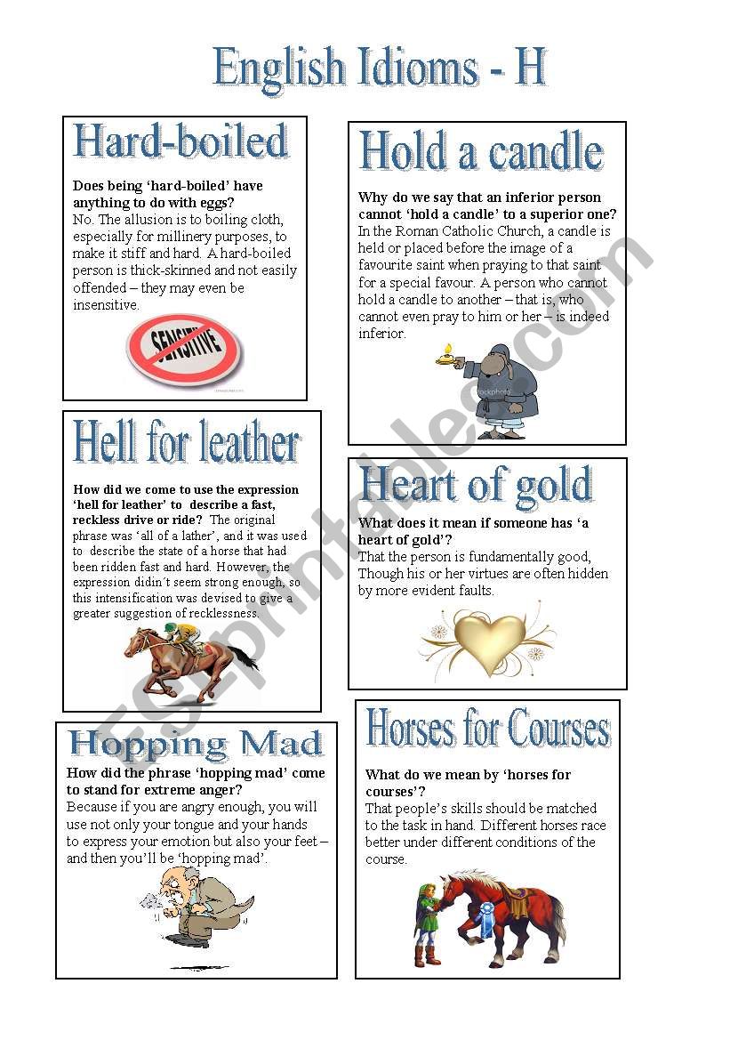 English Idioms - H (2) worksheet