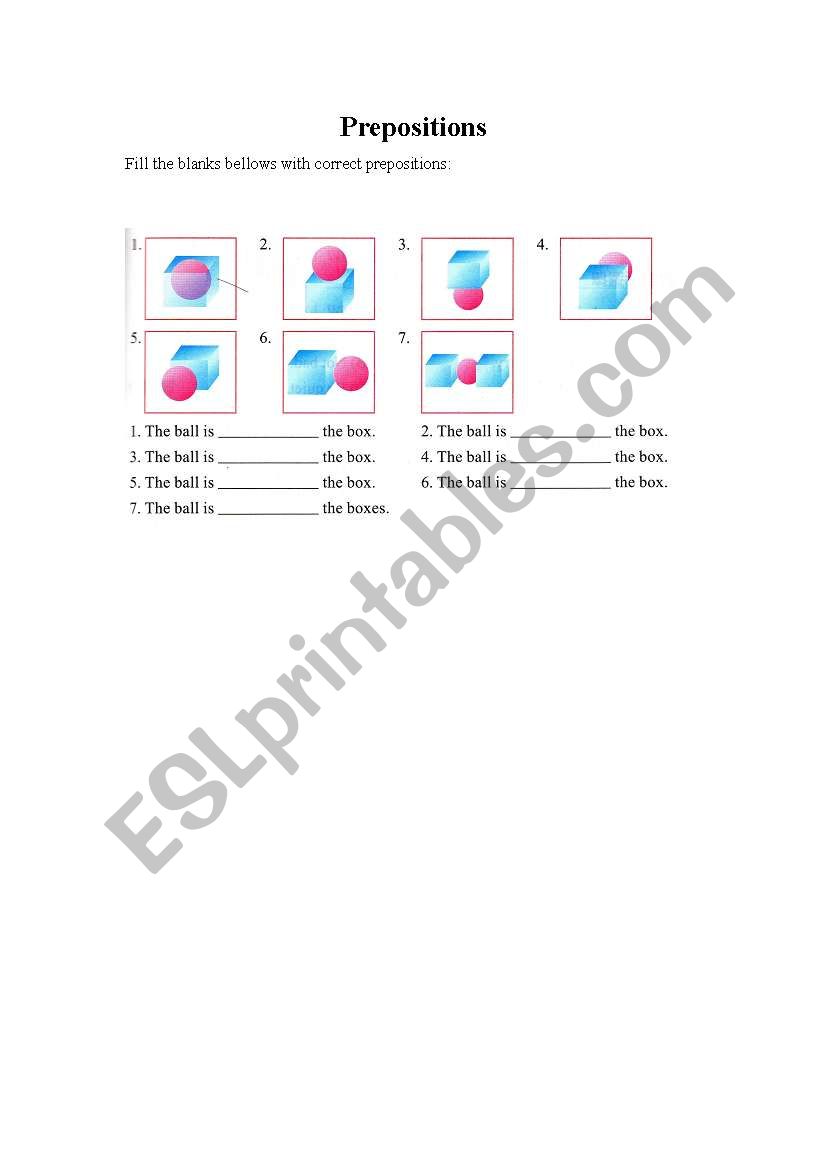 Prepositions worksheet