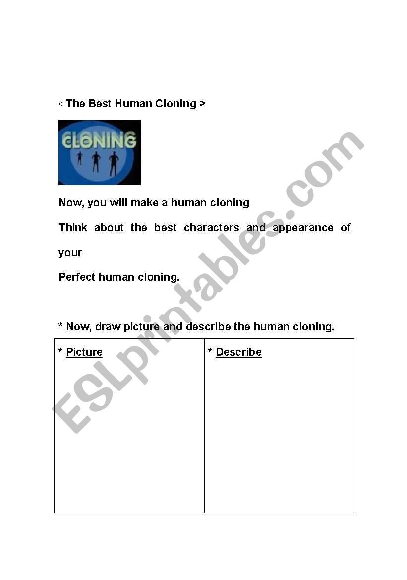 human cloning worksheet