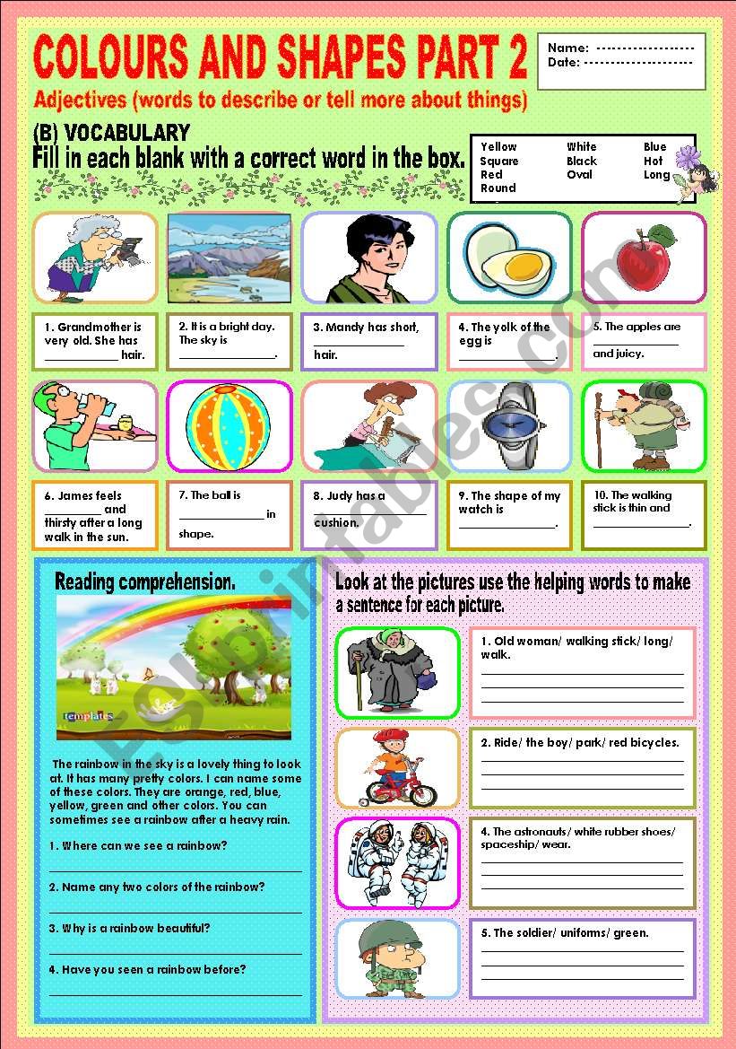 Colours and shapes Part 2 worksheet