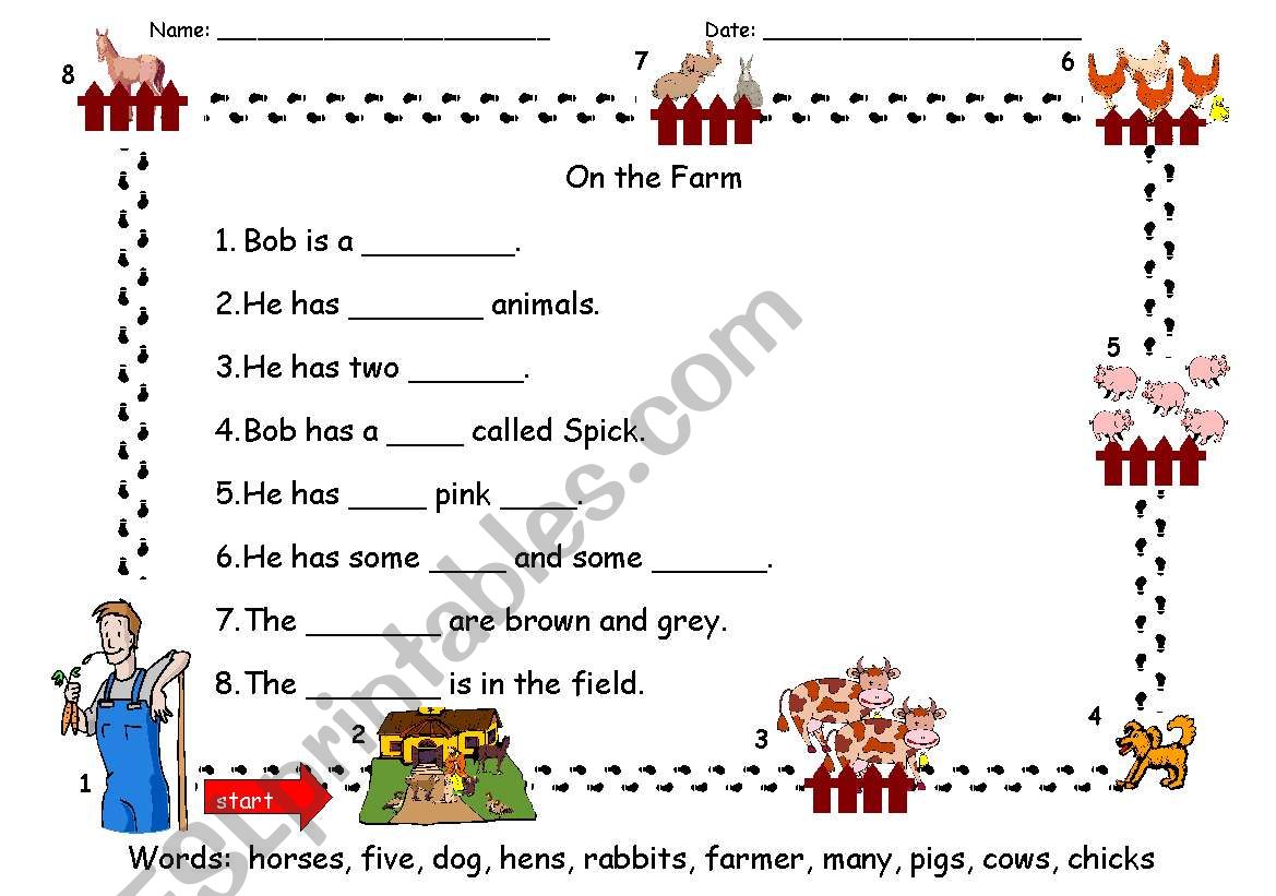 on the farm worksheet