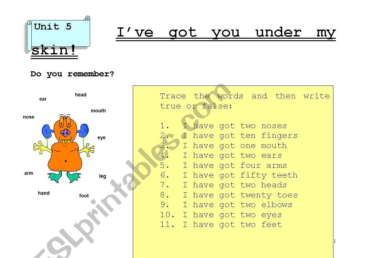 Ive got you under my skin worksheet