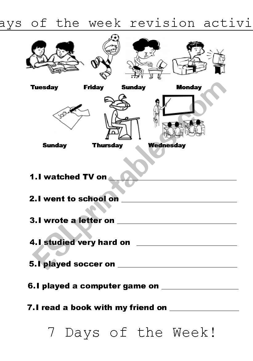 days of the week worksheet