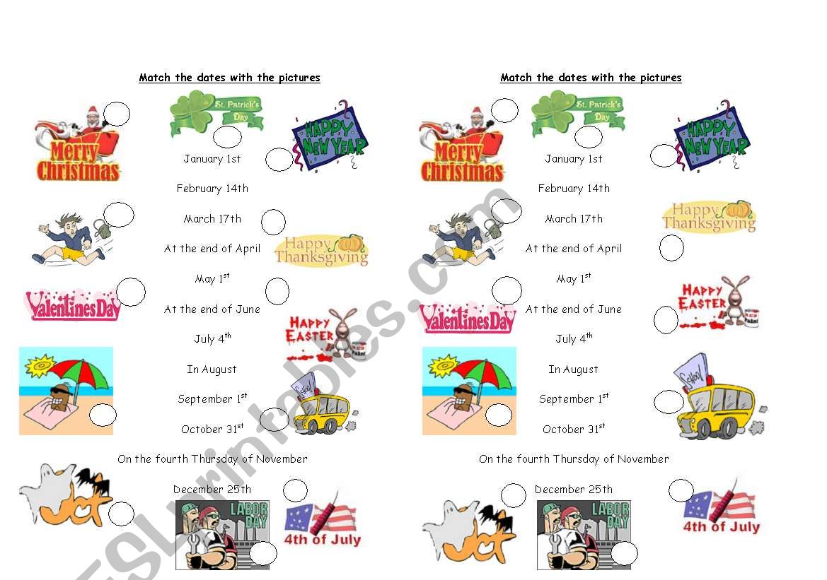 match-making on celebrations worksheet