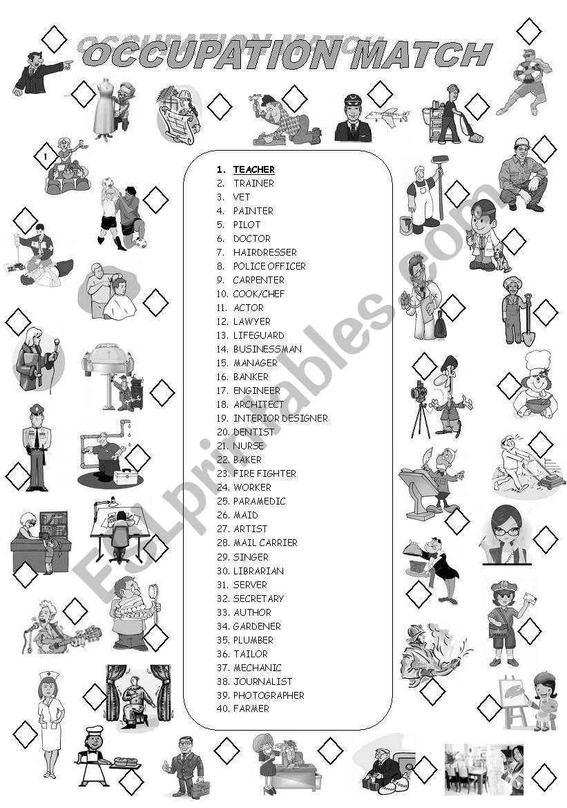 OCCUPATIONS 1/2 worksheet