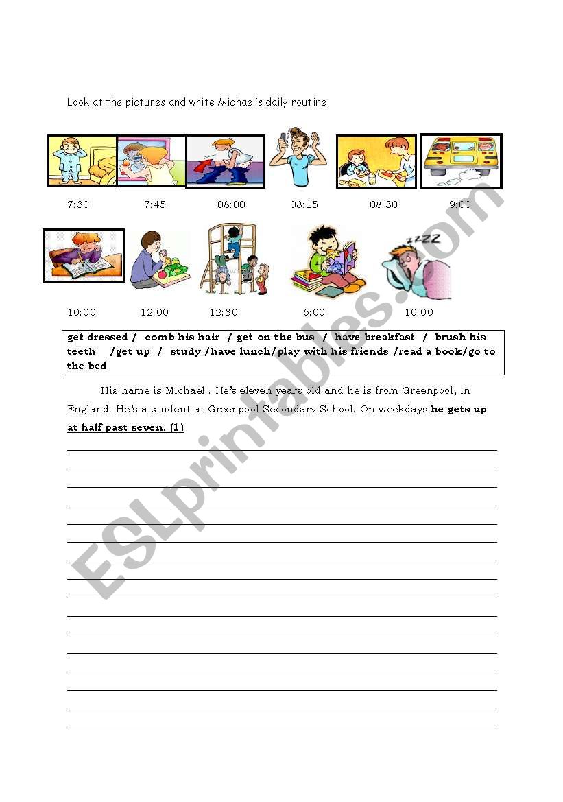 daily activities worksheet