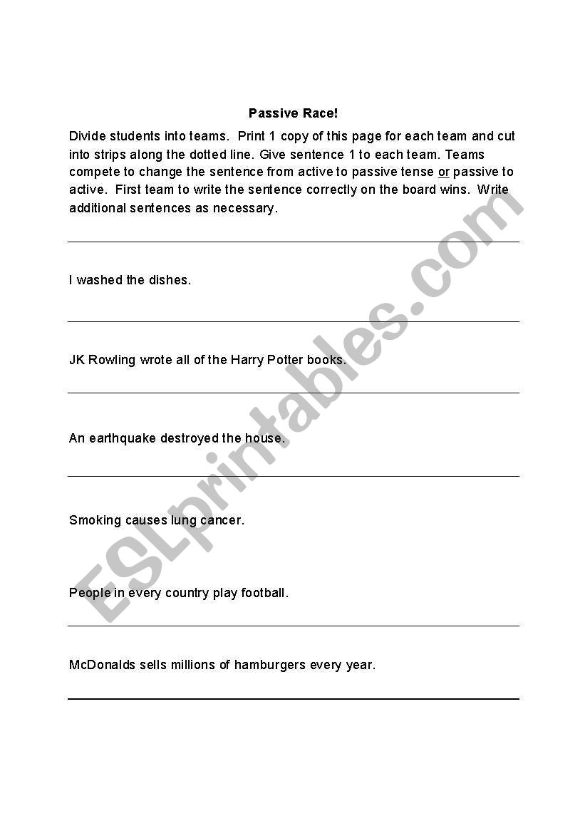 Passive / Active tense game  worksheet