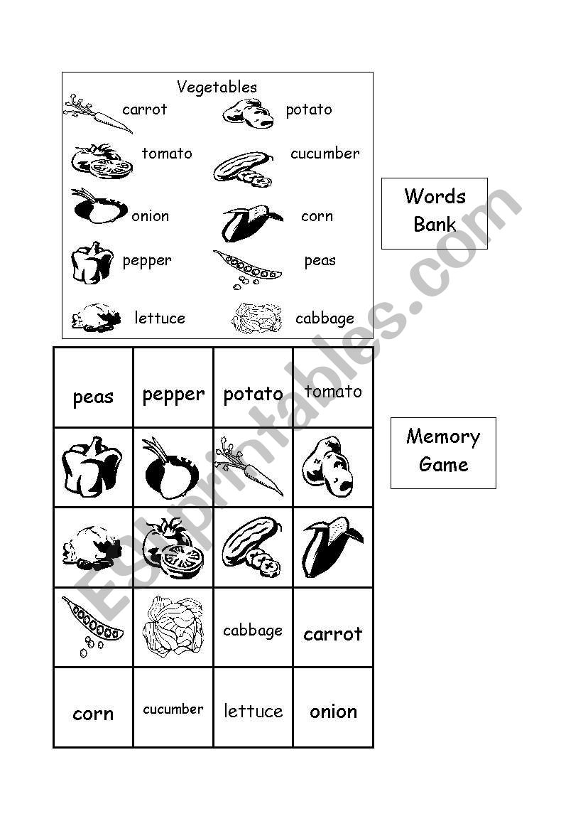 Vegetables worksheet
