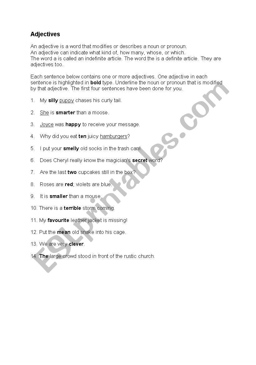 adjectives worksheet