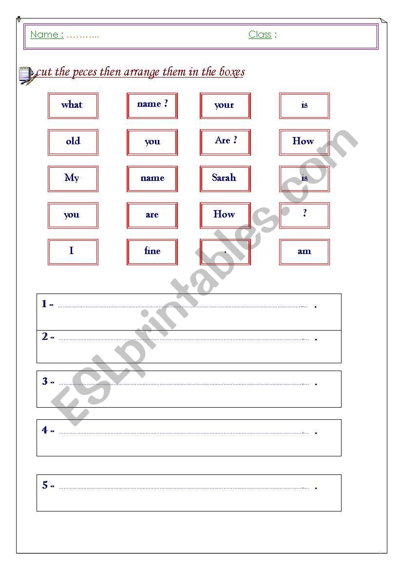 greeting worksheet