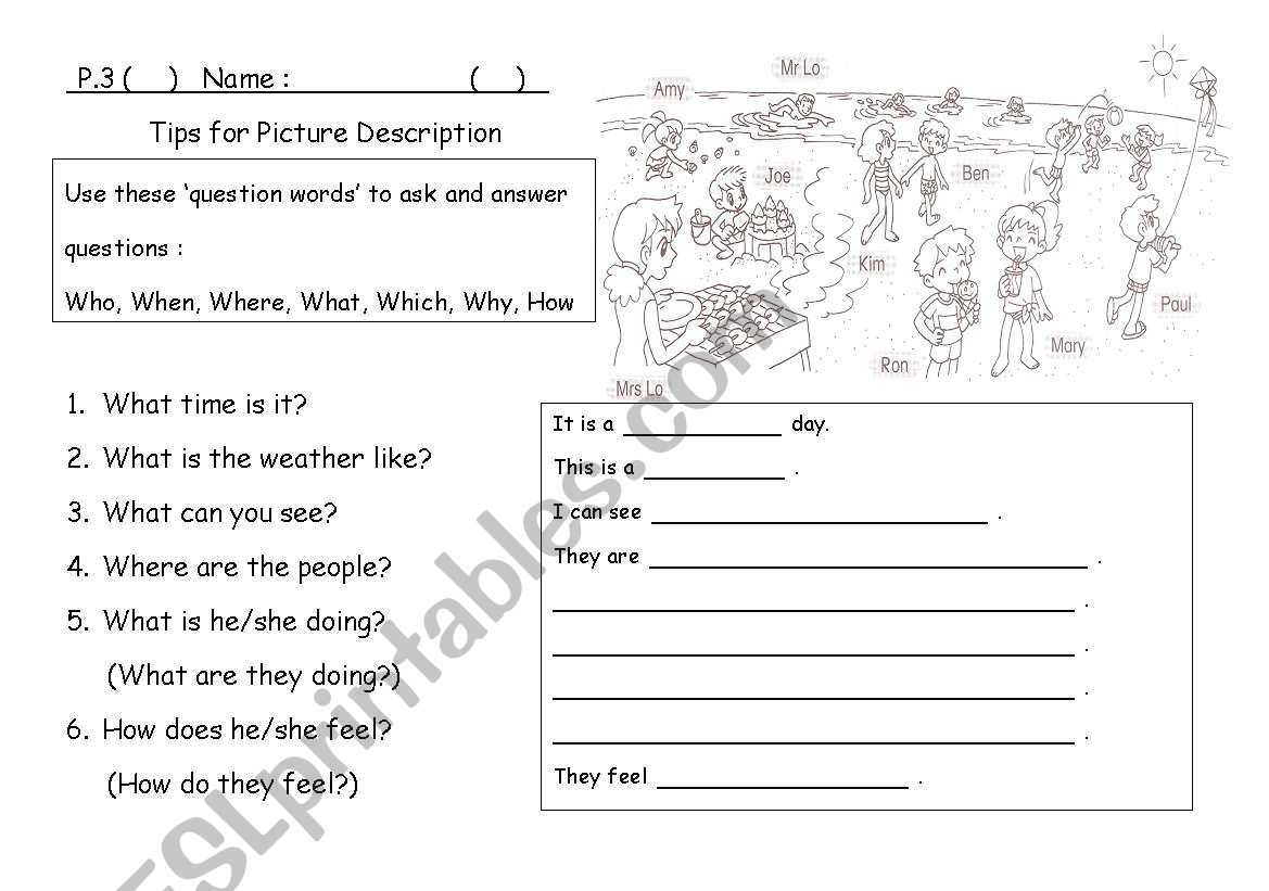 Picture Description worksheet