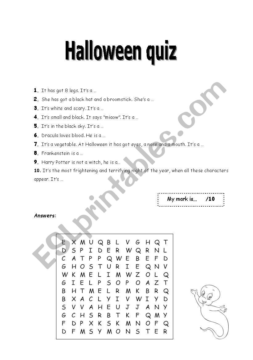 halloween quiz worksheet