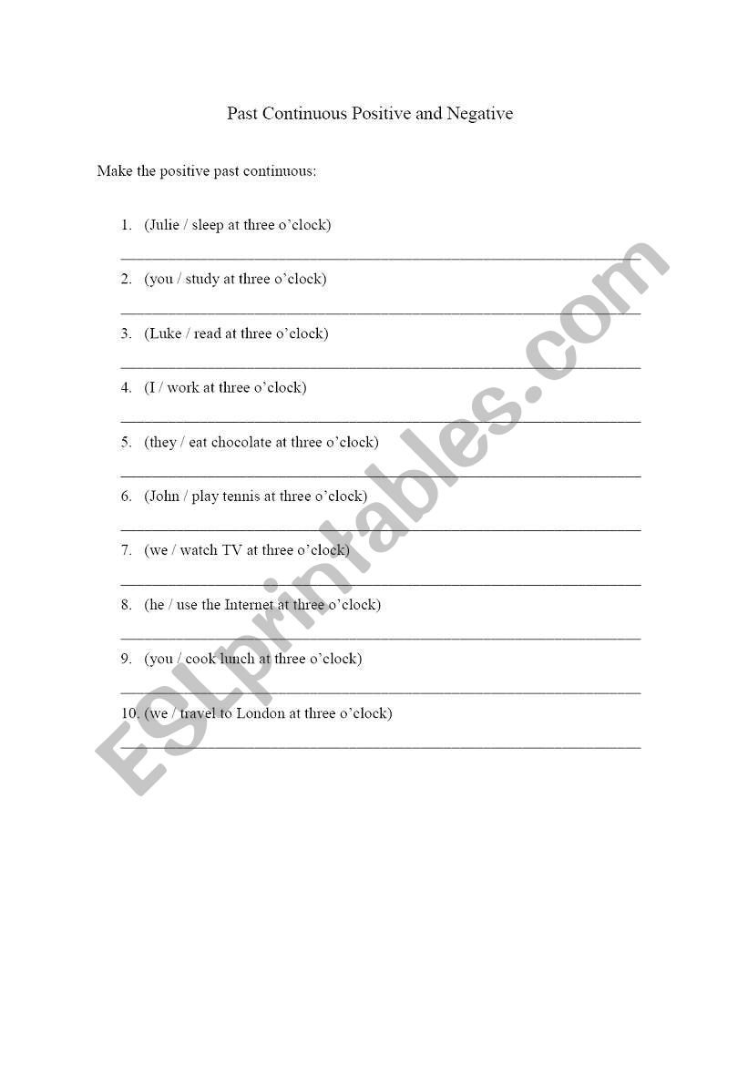 Past Continuous worksheet