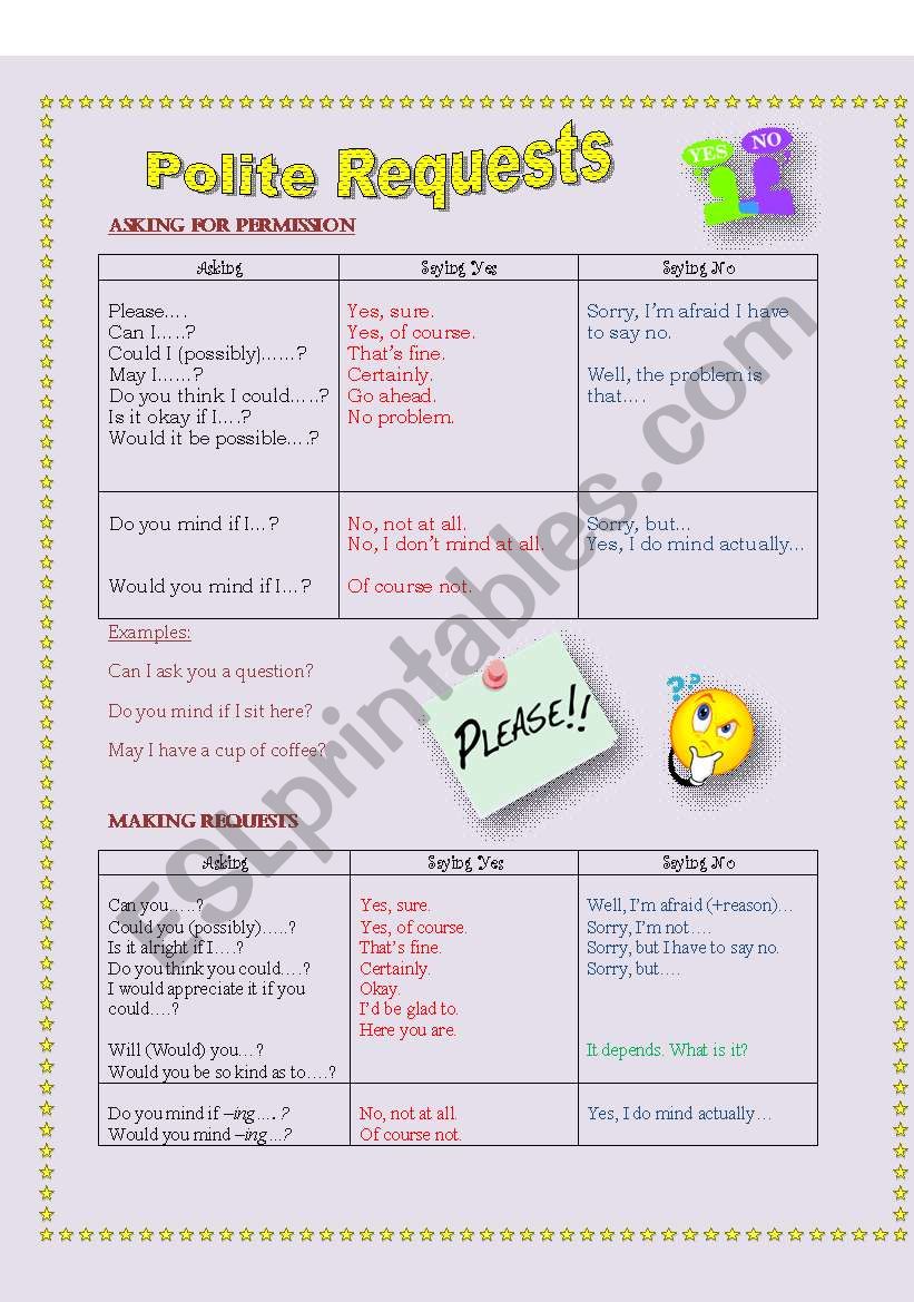 Polite Requests worksheet