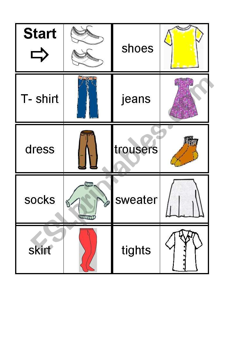 Clothes Domino worksheet