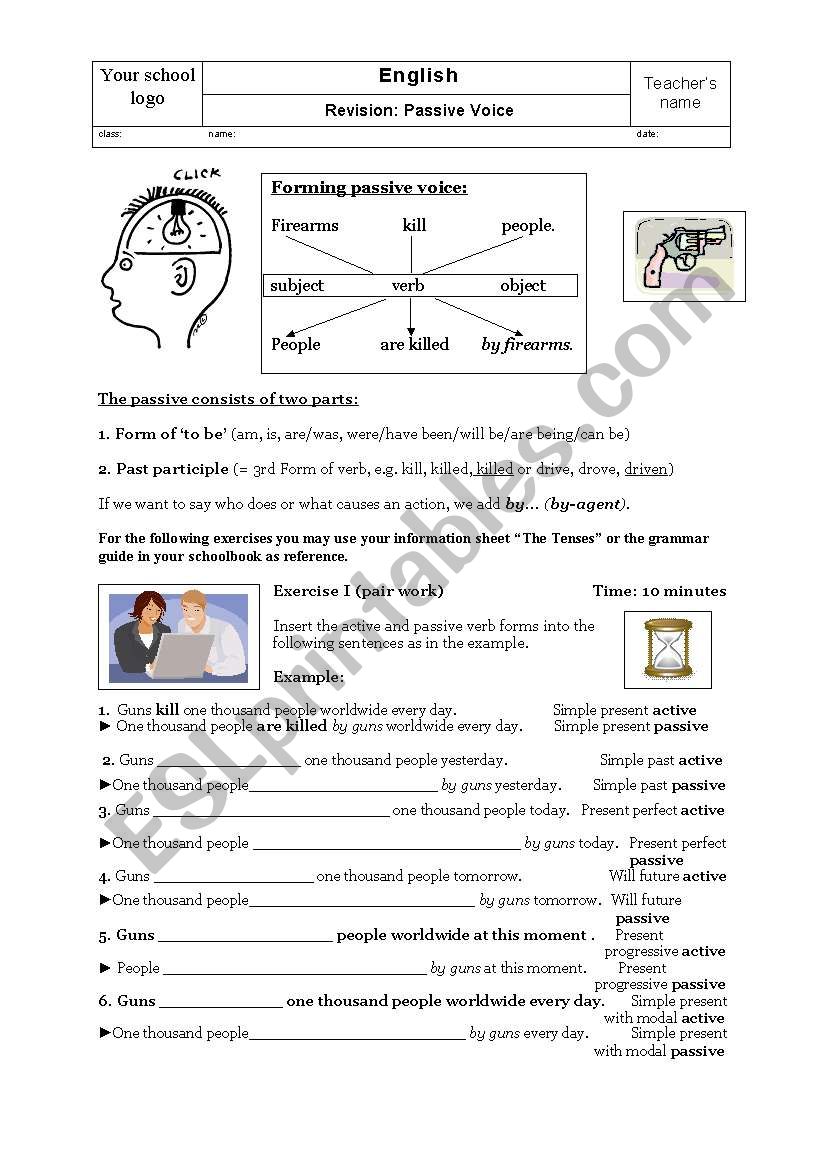 Revision of passive voice worksheet