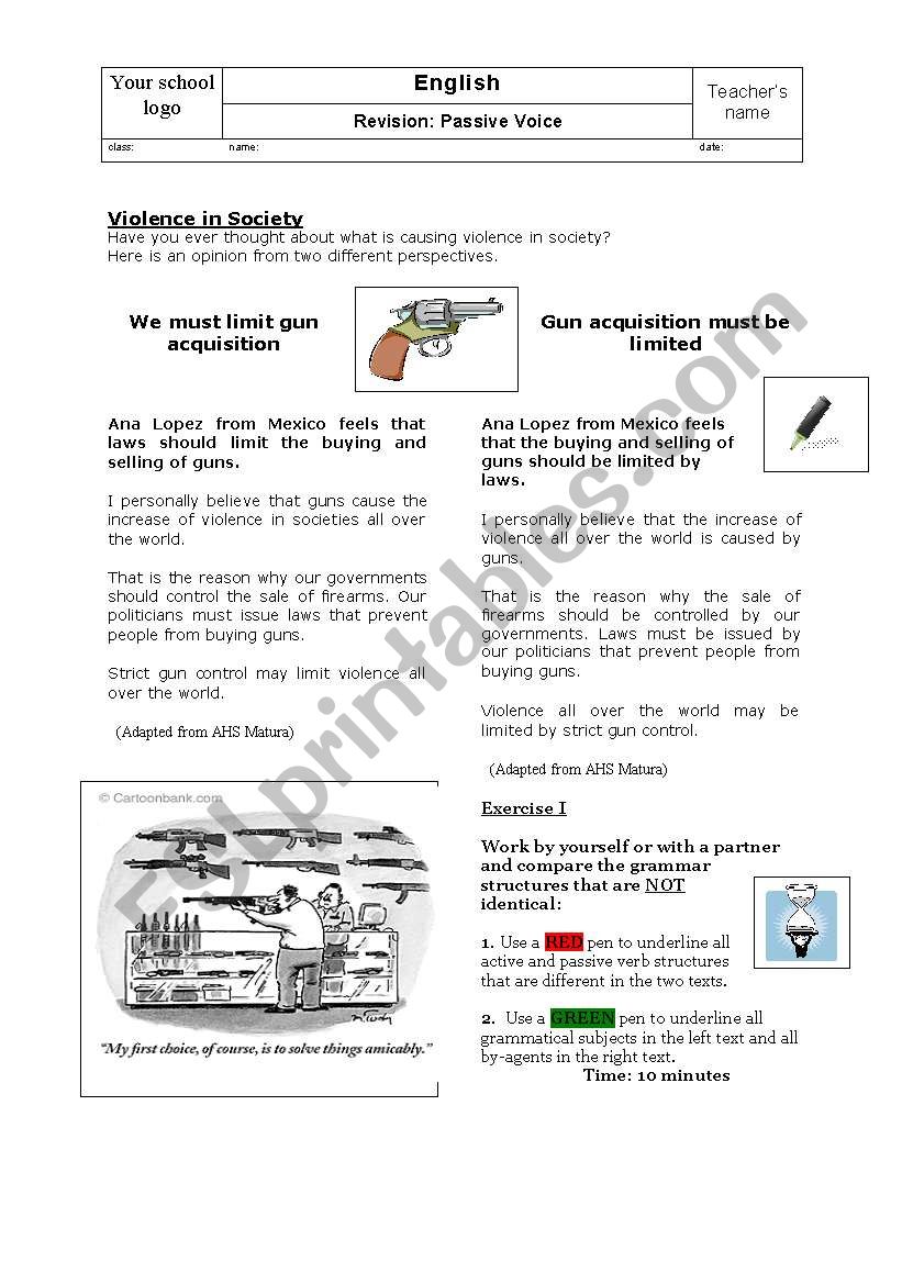 Revision Passive voice: Introductory worksheet