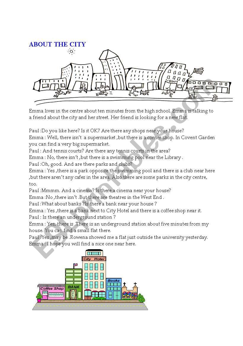 About the city  worksheet