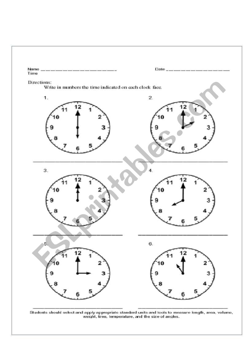 Telling time worksheet