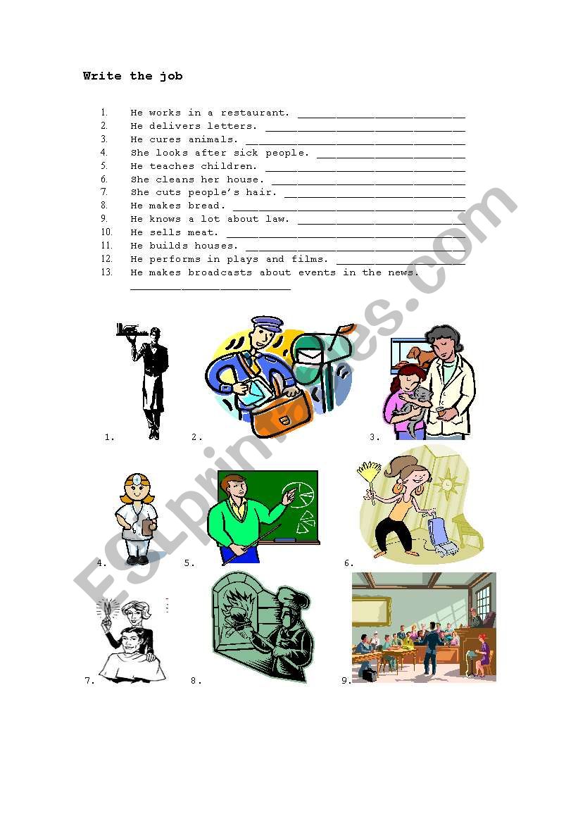 jobs and professions worksheet