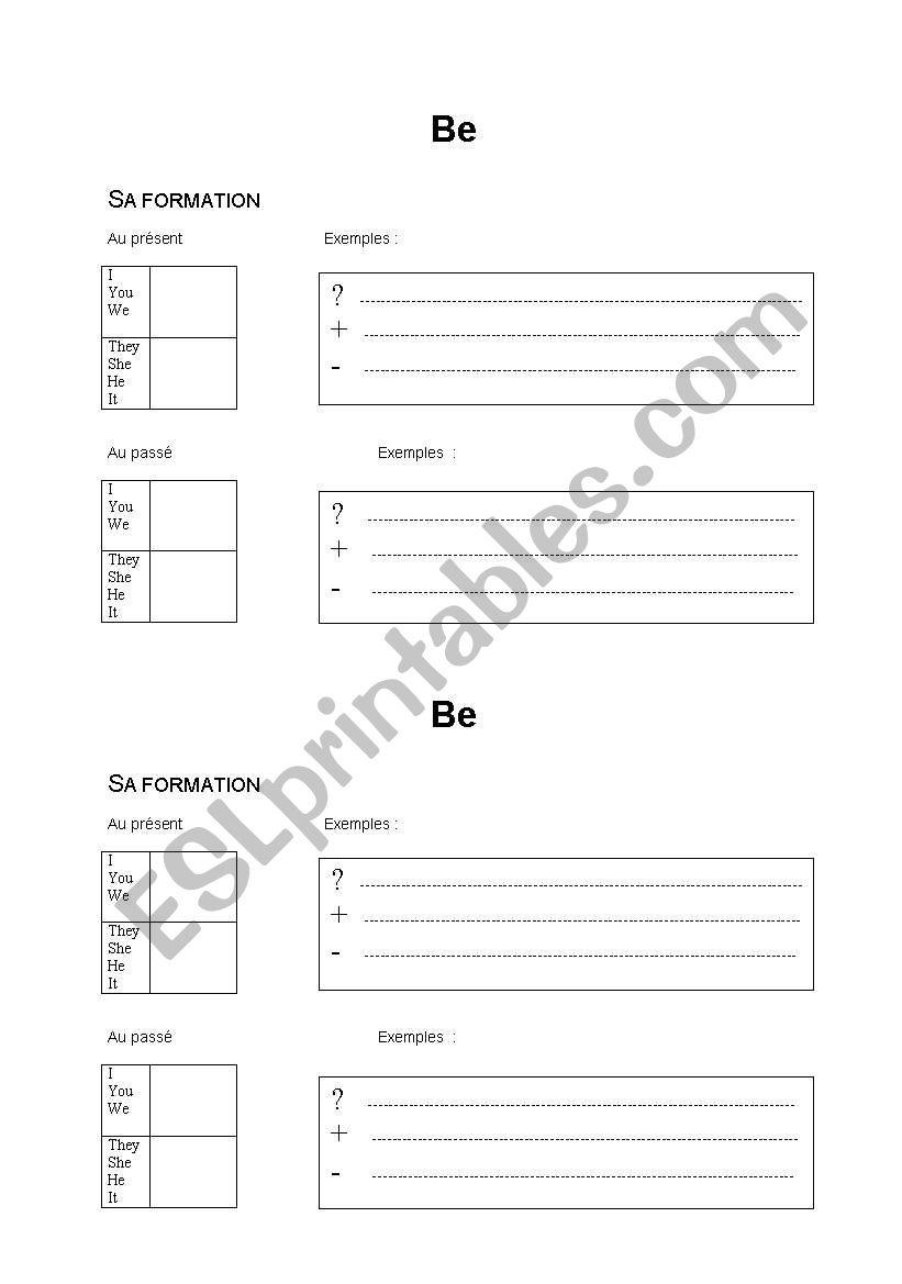 Be  worksheet