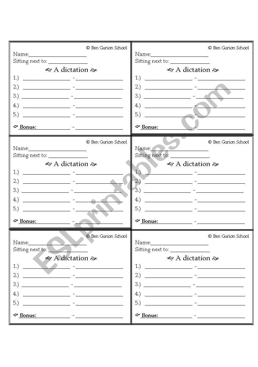 Dictation_form worksheet