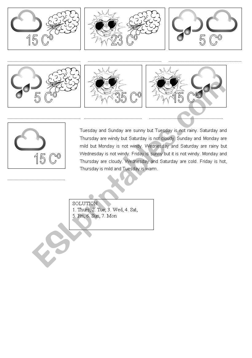 Weather of days worksheet