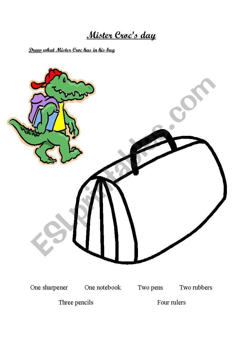 Mister Crocs bag worksheet