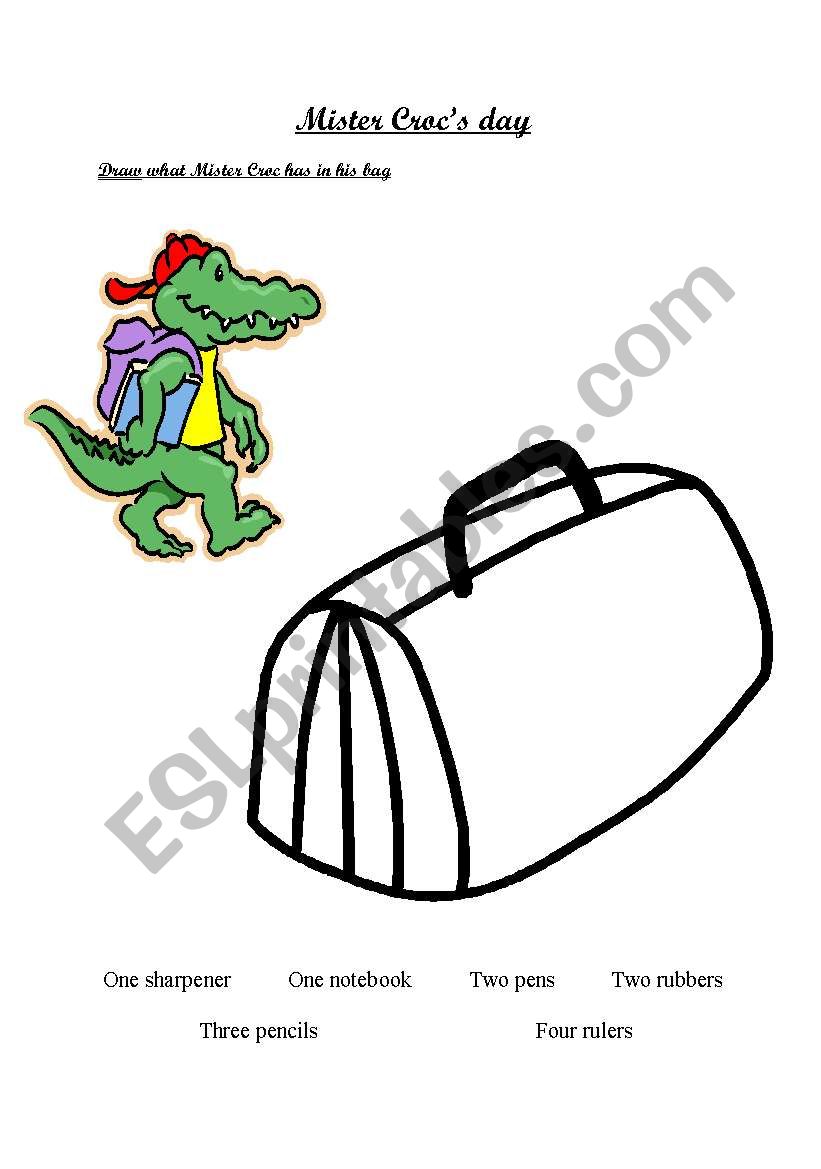 Mister Croc´s bag worksheet