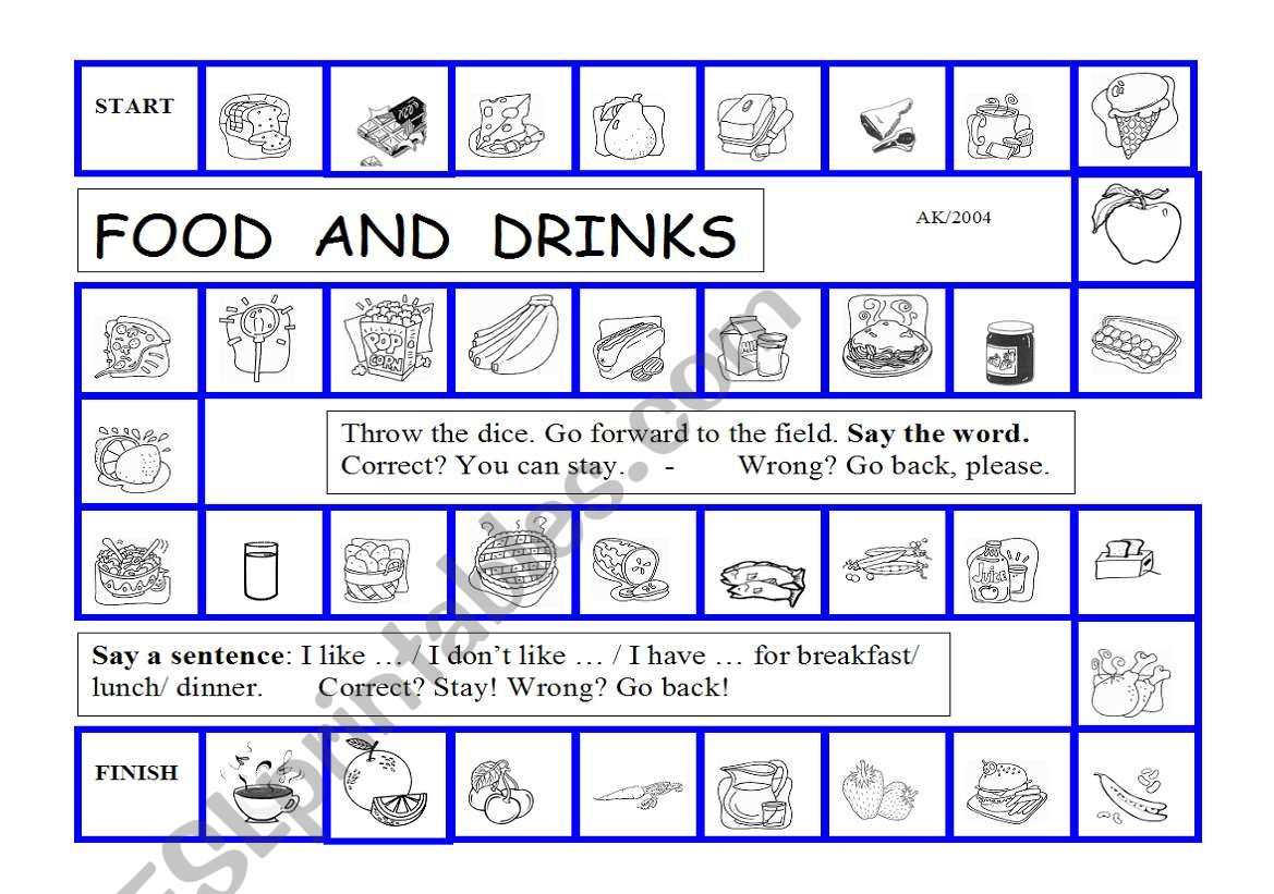 Food and Drinks Boardgame worksheet