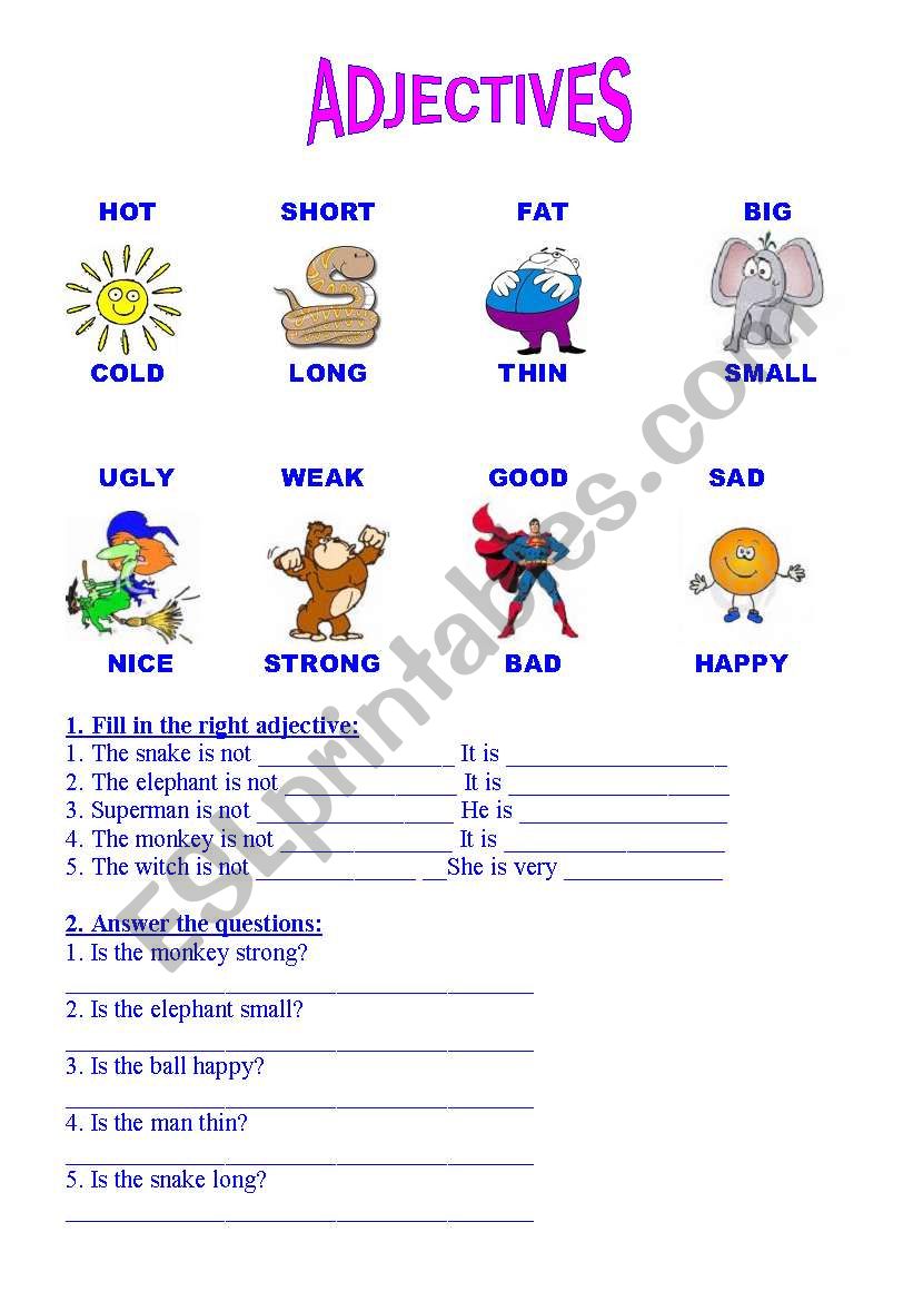 Adjectives worksheet