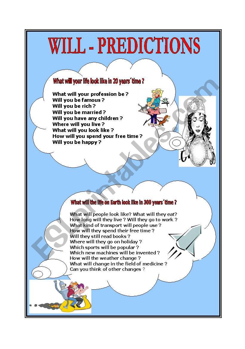 Will - predictions - speaking worksheet