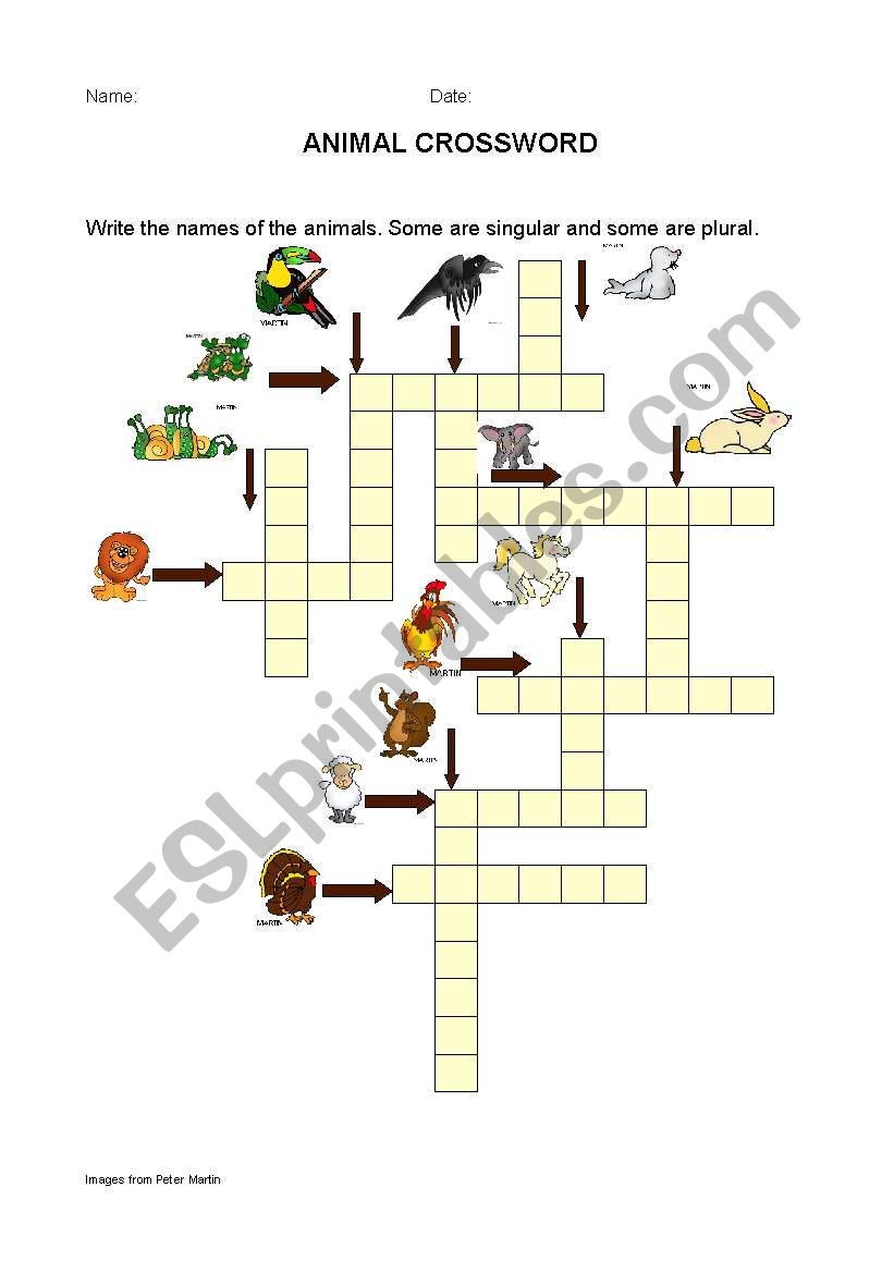 Animal Crossword worksheet