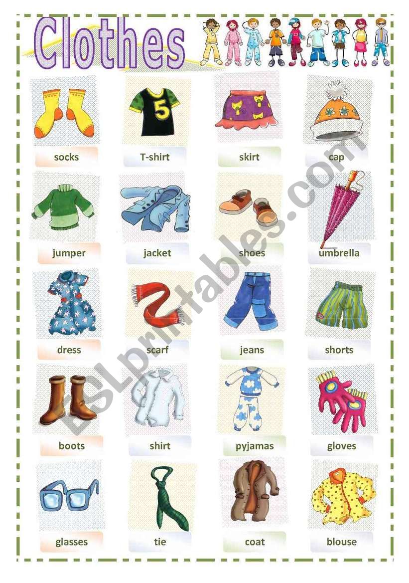 CLOTHES PICTIONARY worksheet