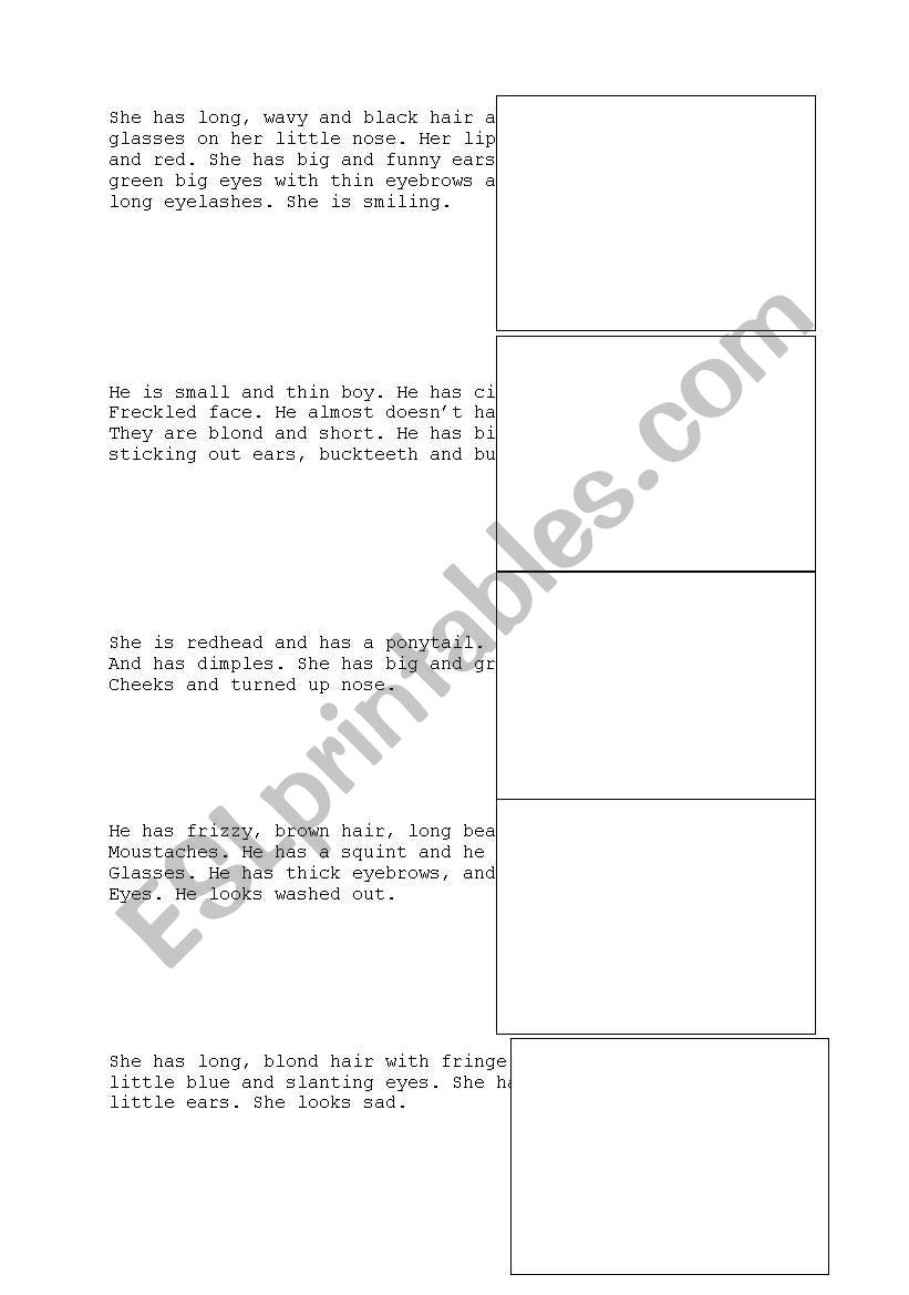 describing people worksheet