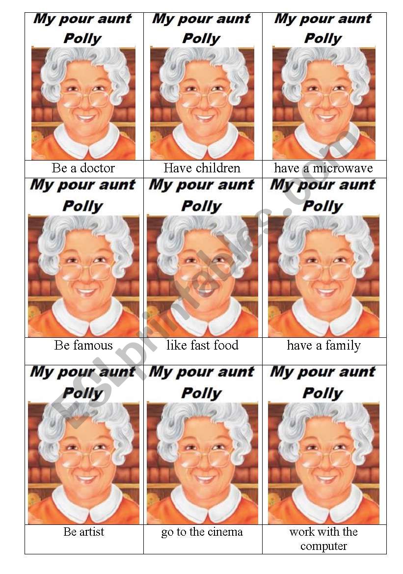 My Poor Aunt Polly GAME worksheet