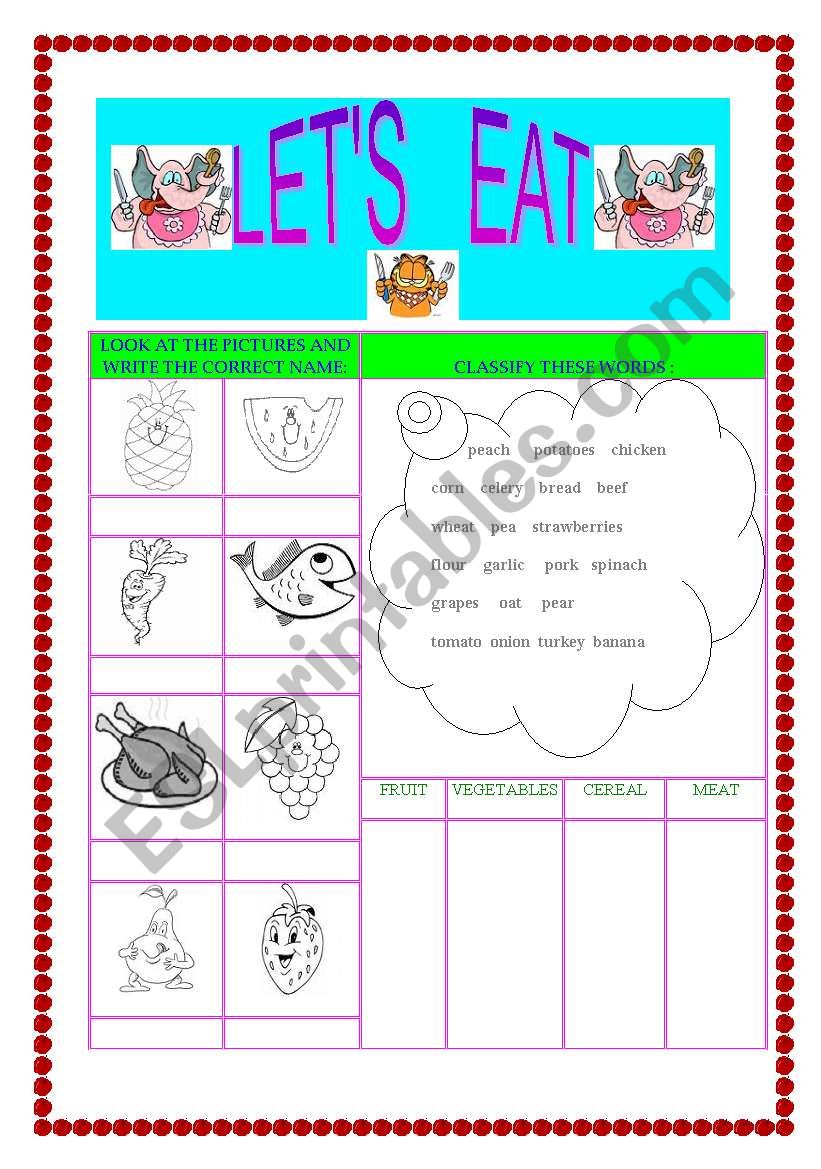 LETS   EAT worksheet