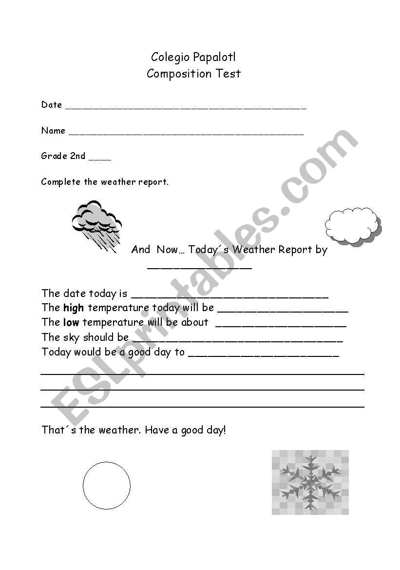 weather report worksheet