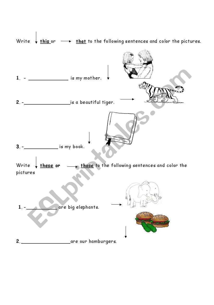 This - That These- Those worksheet