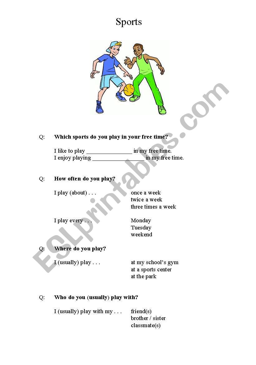 Which Sports Do You Play? worksheet