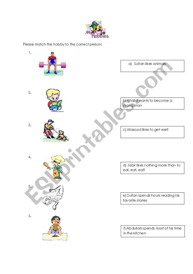 Hobbies worksheet worksheet