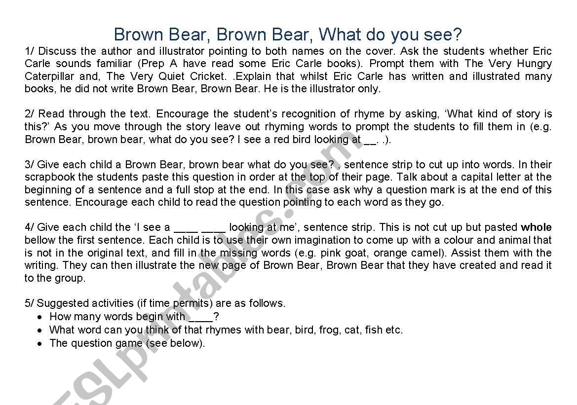 Brown Bear, Brown Bear worksheet