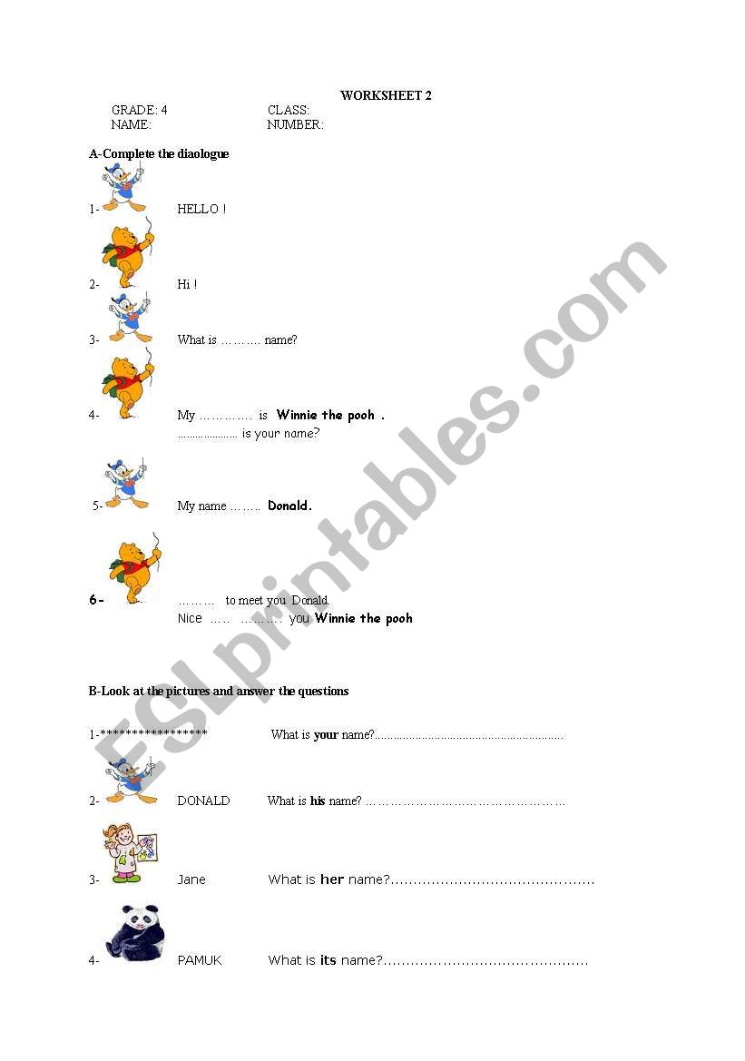 asking-answering  names worksheet